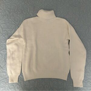 Quince 100% Organic Cotton Ivory White Turtleneck Sweater